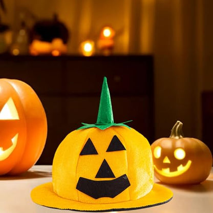 Adults Halloween Pumpkin Hat Jack O Lantern Hat Funny Pumpkin Deco Cap Halloween Party Costume for Women Men - color: A-yellow