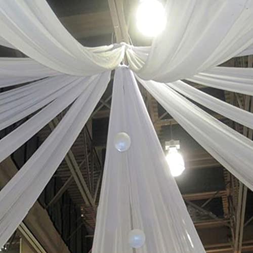 TABLECLOTHSFACTORY 30FT Fire Retardant White Sheer Voil Curtain Panel Backdrop - Premium Collection - color: White, size: 120"W x 360"L (Pack of 1)