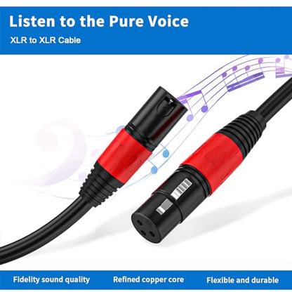 XLR Cable 3.3ft 2 Packs - Premium Balanced Microphone Cable with 3-Pin XLR Male to Female Mic Speaker Cable, Black, Pure Copper and Plated Conductors, PVC Jacket - color: Black, size: 3.3 FT, 2Packs