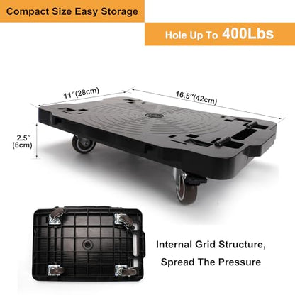 Furniture Moving Dolly With Lock,Portable, Heavy-Duty Rollers, Leg Movers for Furniture, 4-Wheel Small Flat Mover, 440 LBS/200KG Capacity,1-Pack Black Plant Dolly Cart With Brake (With Brake) - size: With Brake