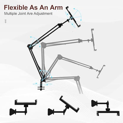 Floor Kindle Tablet iPad Stand with C-Shaped Side Table, Angle Height Adjustable iPad Tablet Kindle Holder for Bed with 360-Degree Rotating Wheels, Compatible with 4.7"-13" Kindle Cell Phone iPhone - size: 11.4"D x 15.4"W x 56.4"H
