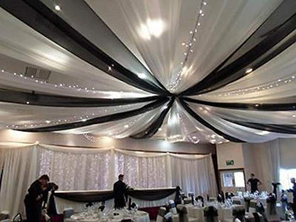 TABLECLOTHSFACTORY 30FT Fire Retardant White Sheer Voil Curtain Panel Backdrop - Premium Collection - color: White, size: 120"W x 360"L (Pack of 1)