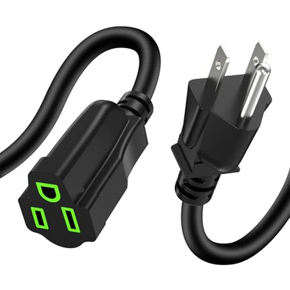Power Extension Cord 20FT, 3 Prong Grounded Electric Extension Cable Outlet Saver, Single Outlet, Outside, Heavy Duty, Waterproof, Flexible, 16AWG, SJTW, 13A 125V, Outdoor & Indoor Power Wire (Black) - size: 20FT