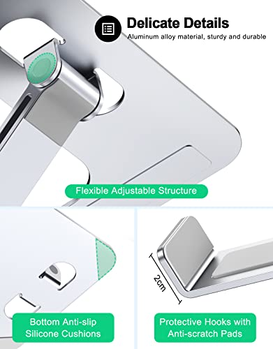 RIWUCT Aluminum Alloy Laptop Stand for Desk, Foldable Laptop Riser Holder | Height Adjustable, Ergonomic Portable Computer Stand for Laptop, Compatible with MacBook Pro Air/HP/Dell 10-16", Silver - color: Silver