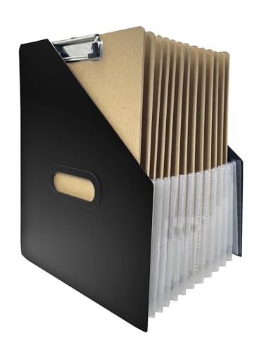 Clipboard Holder - Accordian Expanding Clipboard Stand, Vertical Clipboards Storage Holder Small White Board/Desk Organizer for School, Home and Office, Classroom Must Haves（Black） - style: Black