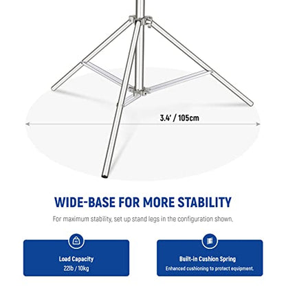 NEEWER 9.2ft/2.8m Stainless Steel Light Stand, Spring Cushioned Heavy Duty Photography Tripod Stand with 1/4” to 3/8” Universal Screw Adapter for Strobe,LED Video Light,Ring Light,Monolight, Softbox - style: ST-280SS