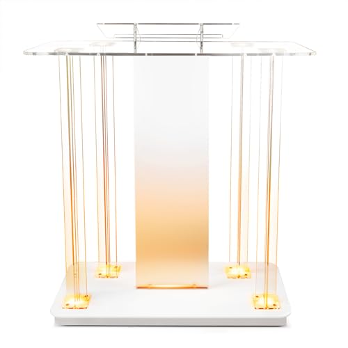 Acrylic Church Pilpits with Wheels, 46'' Church Podium with 15 Colors RGB LED Lights,Podium Stand Lecterns Pulpits for Church, Wedding, Concert Speech, Classroom (40”L*17.7”W *46.6”H) - size: 40”L*17.7”W *46.6”H