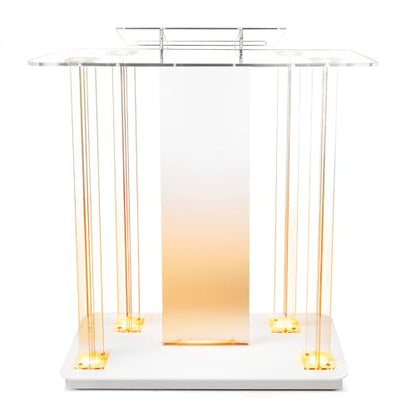 Acrylic Church Pilpits with Wheels, 46'' Church Podium with 15 Colors RGB LED Lights,Podium Stand Lecterns Pulpits for Church, Wedding, Concert Speech, Classroom (40”L*17.7”W *46.6”H) - size: 40”L*17.7”W *46.6”H