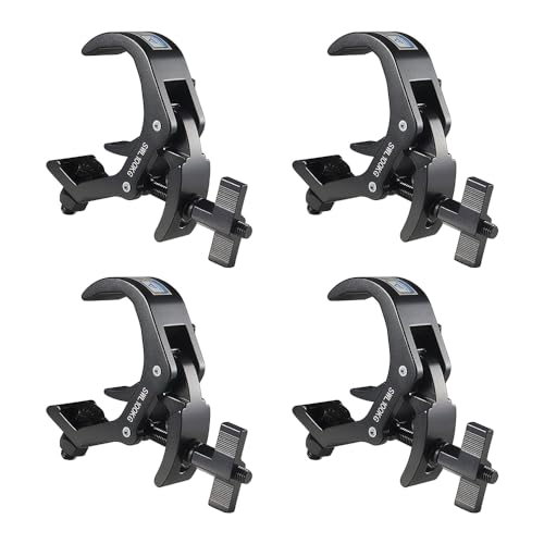 Truss Clamp Stage Light Clamp, 4PCS GZhuoNan Professional 38-60 mm Aluminium Black Light Clamps with TUV Certified, Heavy Duty 220LB Lighting Clamps, Fit for 1.5-2.4 Inch OD Tube/Pipe