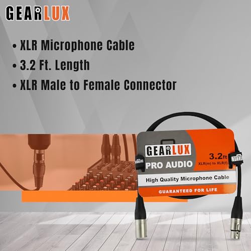 Gearlux XLR Microphone Cable, Fully Balanced, Male to Female, 3.2 Feet - 6 Pack - size: 3.2 Ft, style: 6 Pack