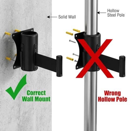 QWORK Wall Mounted Retractable Belt Barrier, 2 Pack Crowd Control Wall Barrier with 10' Belt for Retail Stores, Airports, Banks, School - size: 10' - 2 pack