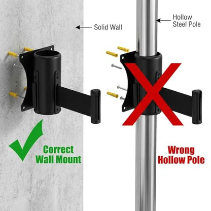 QWORK Wall Mounted Retractable Belt Barrier, 2 Pack Crowd Control Wall Barrier with 10' Belt for Retail Stores, Airports, Banks, School - size: 10' - 2 pack
