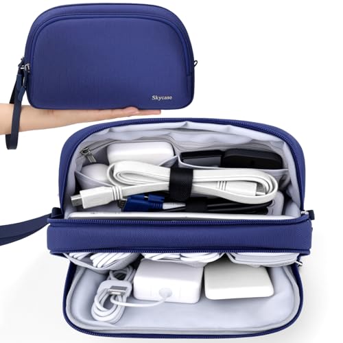 Skycase Travel Electronics Organizer, Cable Organizer Case for Essentials - color: Blue, size: L