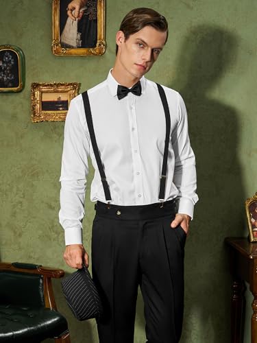 1920s Mens Costume Outfit, Roaring 20s Gatsby Accessories for Men, Vest Hat | 1920 mens outfit, gangster mobster costume,Peaky blinders costume, pocket watch, suspenders and tie, Harlem Nights, Halloween - color: Stylish Black White Stripe-striped Hat, si