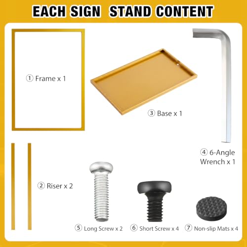 Blulu 4 Pcs Sign Stand Holder, 19.6"x 27.5" Double Sided Metal Wedding Sign Stand, Heavy Duty Floor Standing Poster Holder, Outdoor Banner Stands with Non Slip Mat for Board and Foam Display (Gold) - color: Gold