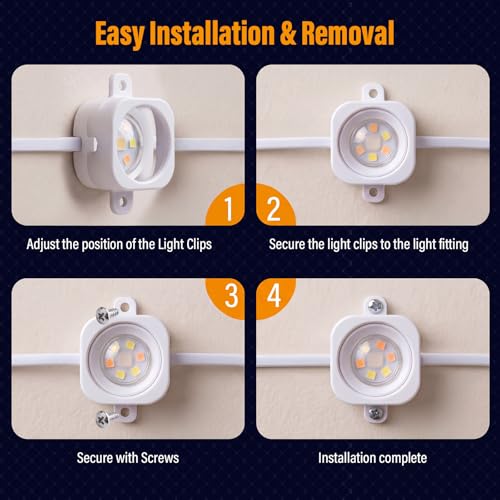 120 Pcs Light Clips for Govee H706 Permanent Outdoor Lights,White | Protective Lamp Cover Clips, Includes Mounting Screws, Replacement for 3m Glue, Ideal for Eaves, Yard & Patio