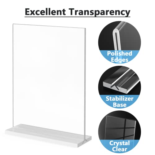 MaxGear Acrylic Sign Holder 8.5" x 11" Double Sided Acrylic Stand, 3 Pack | Clear Acrylic, Double-Sided Display, Stable Tabletop Stand, Quick Paper Replacement, Fits Menus, Signs, Notices, Photos - size: Slot-3pack