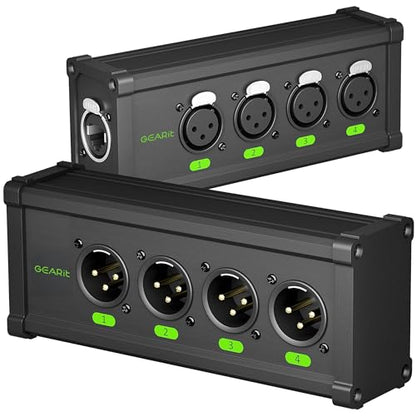 GEARit XLR Over Ethernet Adapter, 4 Channel XLR Over Cat5/Cat6 Snake Extender Box, Ethercon-Compatible RJ45 to XLR Adapter for 3-Pin DMX and Analog Audio, Supports 48V Phantom Power(1 Pair) - size: Without Breakout Cable