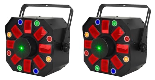 Audiosavings Bundle: (2) Eliminator Furious Three RG LED DMX Moonflower/Wash/L-Beam Effect Lights