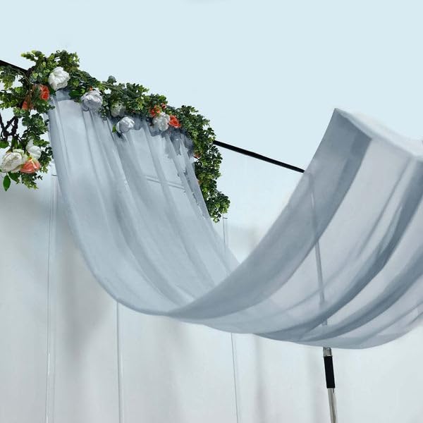 Tableclothsfactory Dusty Blue Sheer Premium Chiffon Curtain Panel Backdrop Drapery with Rod Pockets | 5ft x14ft - color: Dusty Blue, size: 5ftx14ft