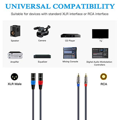 JOLGOO RCA to XLR Cable - Dual RCA to Dual XLR HiFi Audio Cable, 25 Feet, 4N OFC Wire, for Amplifier, Mixer, Microphone - size: 25 Feet, style: Dual RCA Male to Dual XLR Male