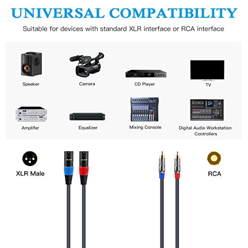 JOLGOO 50 Feet RCA to XLR Cable, Dual RCA Male to Dual XLR Male, 4N OFC Wire, for Amplifier, Mixer, Microphone, AV Receiver, Hi Fi Stereo Audio System, Home Theater, Speaker, CD, DVD, Mixing Console - size: 50 Feet, style: Dual RCA Male to Dual XLR Male