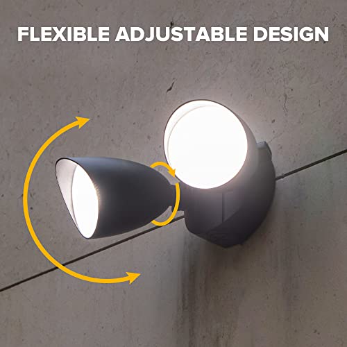 UME 2-Packs 2500 Lumen 32 Watt 28 LED Dual-Head Floodlight Outdoor, Full Metal Design, Waterproof Exterior Security Wall Light 5000K for Patio, Garden, Yard-Black - color: Black