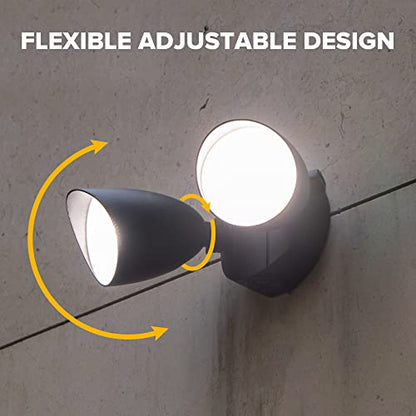 UME 2-Packs 2500 Lumen 32 Watt 28 LED Dual-Head Floodlight Outdoor, Full Metal Design, Waterproof Exterior Security Wall Light 5000K for Patio, Garden, Yard-Black - color: Black
