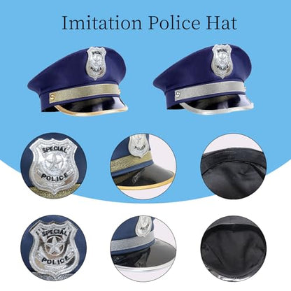 10 Pcs/2 Set Police Costume Accessories for Theme Party Halloween | Cop Costume with Police Hat Walkie Talkies Badge Sunglasses Officer Theater Dress Up