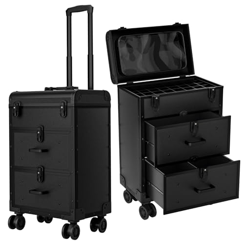 3 in 1 Rolling Makeup Train Cosmetology Case on Wheel, Medium - size: Medium