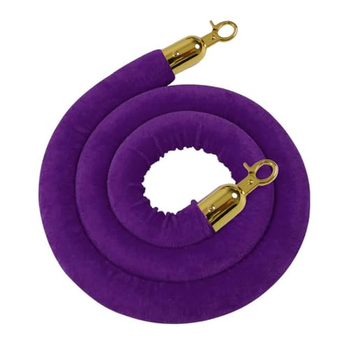 5 Feet Purple Velvet Hanging Ropes with Gold Color Plated Hooks(1PCS) - color: Purple-5 Feet-Gold Plated Hooks-1PCS