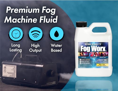 FogWorx Extreme High Density Fog Juice - Quart – 32 Fluid Ounces of Long Lasting, High Output, Odorless Water Based Machine Fluid for 400 to 1500 Watt Machines - size: HD Quart