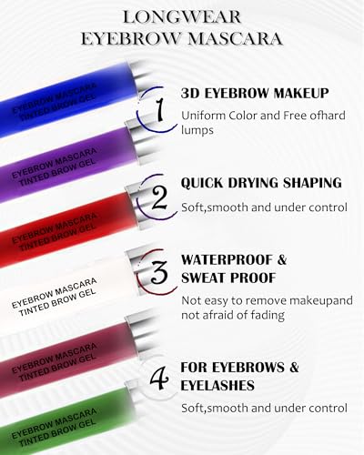 Eyebrow Gel Tint, Waterproof Burgundy Eye Brow Dye Glue Mascara for Women | Tinted Eyebrow Gel, Smudge-Proof Eye Brow Tinting Kit,Longlasting Brow Filler Color Mascara,Thanksgiving Christmas Eye Makeup - color: 11#Burgundy