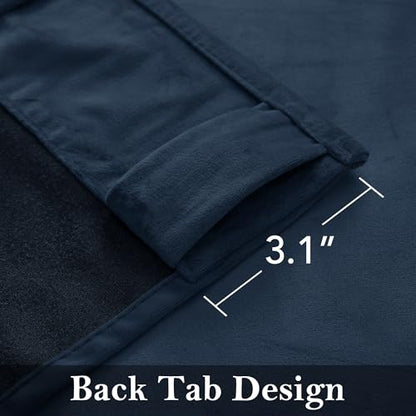 Blue Blackout Curtains 108 inches Heavy Thick Velvet, 2 Panels | Noise Reducing Privacy Drapes, Thermal Insulated & Energy Efficient, Home Theater Dividers, Dining Room, Bedroom, Office - color: Navy Blue, size: 52"W x 108"L (Pack of 2)