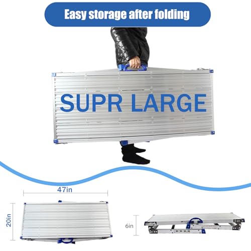 Adjustable Work Platform (47"x20") Ultra-Wide Portable Folding Aluminum Work Platform 330 Lbs Capacity 50 Gear Adjustable Height 27.5 to 37 inches | Portable Folding, 330 Lbs Capacity, 50 Gear Adjustable Height 27.5 to 37 inches - size: Adjustable 20"(W)