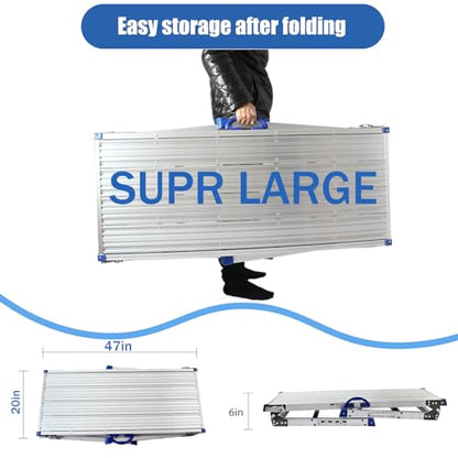 Adjustable Work Platform (47"x20") Ultra-Wide Portable Folding Aluminum Work Platform 330 Lbs Capacity 50 Gear Adjustable Height 27.5 to 37 inches | Portable Folding, 330 Lbs Capacity, 50 Gear Adjustable Height 27.5 to 37 inches - size: Adjustable 20"(W)
