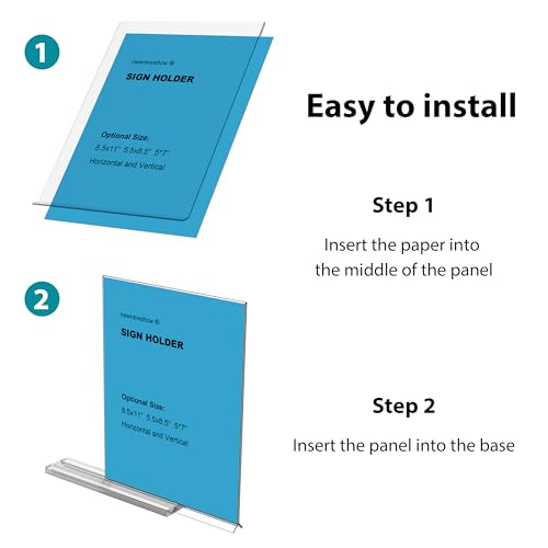 newnewshow Acrylic Sign Holder 8.5x11 Inch 6 Pack Vertical T Shape Double-Sided Desktop Display Holder - size: 6 Pack 8.5*11