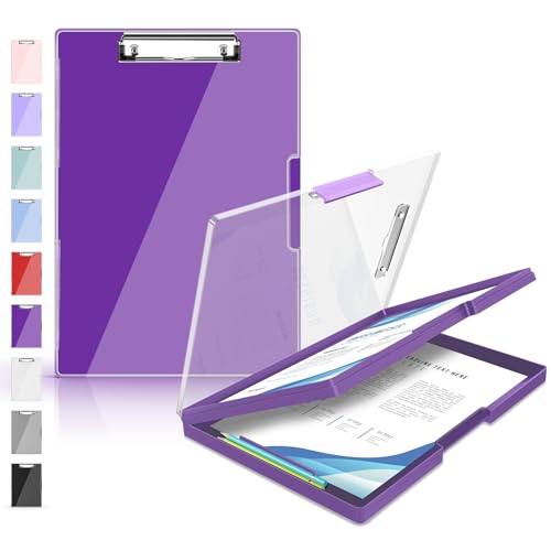 Sooez Nursing Clipboard with Storage, Clear Top Clip Boards 8.5x11, Purple | Heavy Duty Plastic, Dry Erase, High Capacity, Nurse Essentials, Dental Assistant, Teacher & College School Office Supplies - color: Purple
