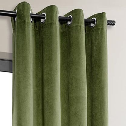 HPD Half Price Drapes Signature Grommet Blackout Velvet Curtains 108 Inches Long Heat & Full Light Blocking Blackout Curtains for Bedroom & Living Room (1 Panel), 50W x 108L, Basque Green - color: Basque Green, size: 50"W x 108"L (Pack of 1)