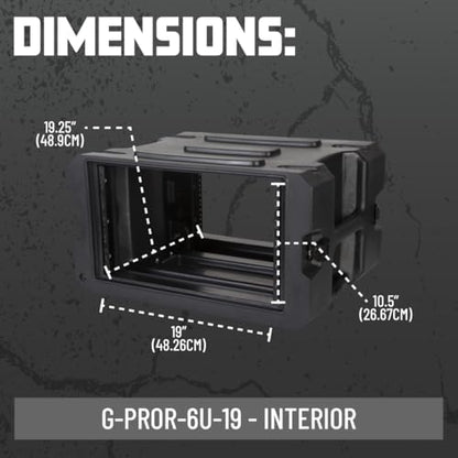 Gator Cases Pro Series 6U Rolling Rack Case with 19" Depth, Tow Handle & Recessed Wheels, Roto Molded Made in USA (G-PROR-6U-19) - size: 6U Rack Space, style: Rolling Rack - 19" Deep