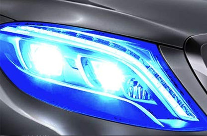 KOMAS 12” X 48” Tint Vinyl Film Sticker Sheet Roll for Car Headlight, Tail Lights, Fog Lights with Squeegee + Cutter (Glossy Dark Blue) - color: Glossy Dark Blue