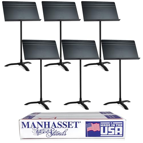 Manhasset Music Stand For Sheet Music - Bulk Pack of 6 Stands - 48 Symphony Model - Long Lasting, Durable Manhasset Stand - Adjustable Height - 20" by 12" - Made in the USA
