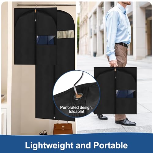 Dress Bags for Gowns,2 PCS 60" Long Dress Garment Bag, Garment Bags for Hanging Clothes,Dress Cover with Clear Window for Women's Coats, Formal Gowns, and Evening Dresses (Black) - size: 24"×60"