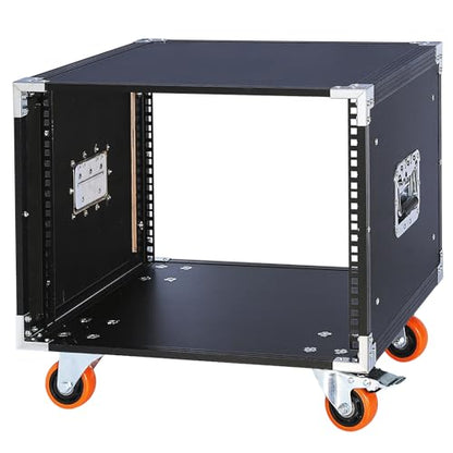 Movable AV Gear Rack 8U 19in Mobile Floor Standing Network Device Storage Cabinet Stand - Audio Stereo Studio DJ Equipment Rack Server IT Data Devices Storage Cabinet Enclosure with Castors - size: 8U