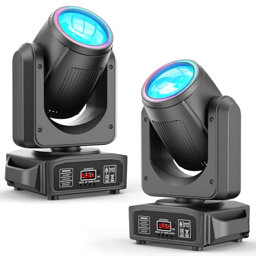 2PCS 150W Moving Head DJ Lights, 7+1 Gobos & 7+1 Colors Spotlight with 18 Rotatable Prisms, DMX512 & Sound Activated Modes for Events Parties Shows - color: Black-2PCS