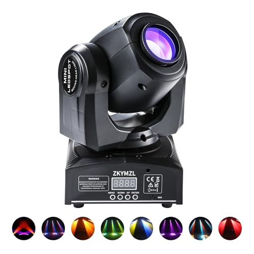ZKYMZL 30W LED Moving Head DJ Lights DMX512 GOBO Spotlight with 8 Colors + Color-Split Effect 8 Rotating Patterns Compact Beam Stage Lighting for Small Venues Weddings Parties Church Events (1 Piece)