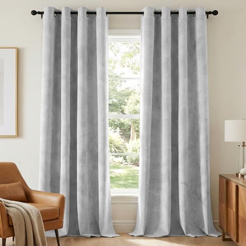 H.VERSAILTEX Velvet 100% Blackout Curtains for Living Room Full Light Blocking Curtains Thermal Insulated Room Window Drapes Soft Luxury Curtains Grommet Top 2 Panels (55" W x 84" L, Glacier Gray) - color: Glacier Gray, size: 55"W x 84"L (Pack of 2)
