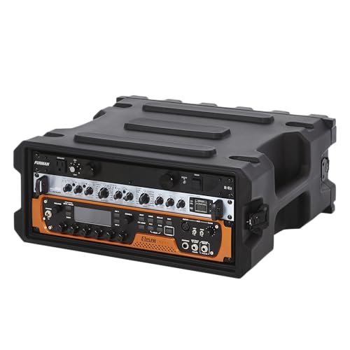 Gator Cases Pro Series 4U Rack Case, Standard 19" Depth (G-PRO-4U-19) | Made in the USA Molded Hard Shell Front & Rear Threaded Rack Rails Side Carry Handles - size: 4U Rack Space, style: Standard - 19" Deep