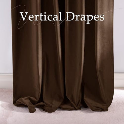 NICETOWN Brown Room Darkening Velvet Curtain & Drapes 120 Inch Length - color: Brown, size: 52"W x 120"L (Pack of 2)