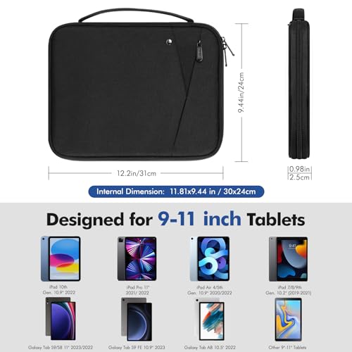 MoKo 9-11 Inch Tablet Sleeve Carry Case Padded Protective Bag with Handle | Fits New 11-inch iPad Air 4 2026/Pro M5/ A16, iPad 10th/Air 5/4th 10.9, i-Pad 9/8th 10.2,Tab S9/S8 11, Black - color: Black, size: 9-11 Inch
